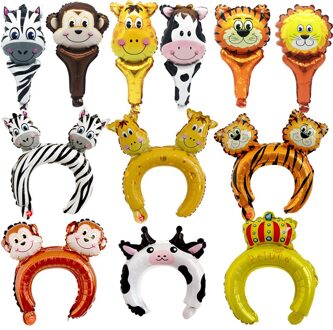 Hoofdband Haarbanden Aluminium Folie Ballon Cartoon Dier Haaraccessoires Club Speelgoed Aluminium Film Ballon Stack Scan Code Kleine G leeuw hand- held Bar 1 a Headband 1 A for 1 Case