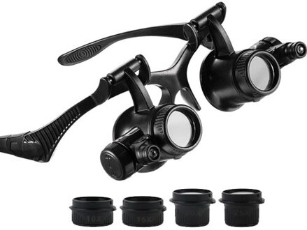Hoofdband Led Licht Glazen Vergrootglas 2.5X 4X 6X 8X 10X 15X Dual Eye Loep Lens Voor Horlogemaker Sieraden Optische Lens glas Magnifi