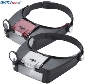 Hoofdband Vergrootglas Met LED Licht Helm Verlichting 1.5X 3X 6.5X 8X Lamp Vergrootglas Vergrootglas Bril Horlogemaker Sieraden Loupe