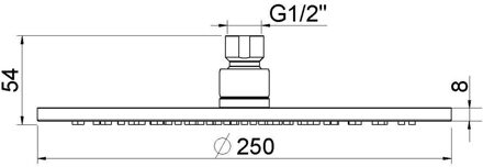 Hoofddouche Aquasplash Cemal Rond 25x0,8 cm Antikalk Geborsteld Koper Aquasplash
