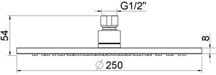 Hoofddouche BWS Cemal Rond 25x0,8 cm Antikalk Mat Zwart