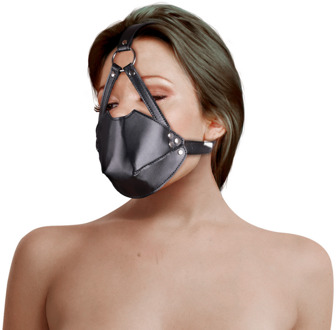 Hoofdharnas met Mondbedekking en Ademend Ball Gag - Zwart