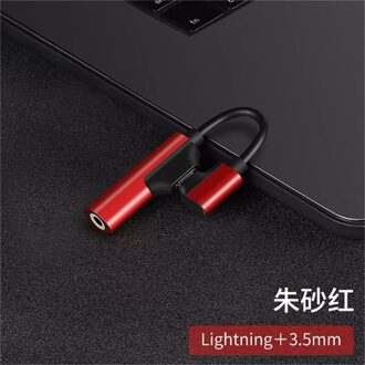 Hoofdtelefoon 2-In-1 Dual-Port Hoofdtelefoon Adapte Voor Iphone 12 Pro 6 7 8 Plus X xs Xs Max 11 Audio Charger Dispenser Accessoires rood 3.5mm