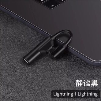 Hoofdtelefoon 2-In-1 Dual-Port Hoofdtelefoon Adapte Voor Iphone 12 Pro 6 7 8 Plus X xs Xs Max 11 Audio Charger Dispenser Accessoires zwart Lightning
