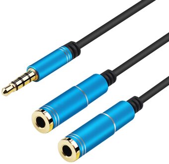 Hoofdtelefoon Splitter Audio Kabel 3.5 Mm Male Naar 2 Vrouwelijke Jack 3.5 Mm Adapter Splitter Voor Mobiele Telefoon Laptop MP3 MP4 Speler blauw