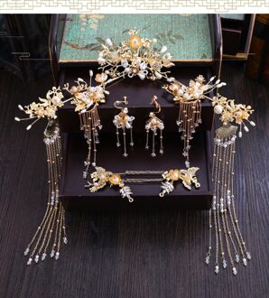 Hoofdtooi bruid traditionele hoofdtooi Chinese Phoenix crown luxe klassieke bruiloft haar accessoires pearl version