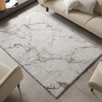 Hoogpolig vloerkleed marble Mayrin - crème/grijs 120x170 cm