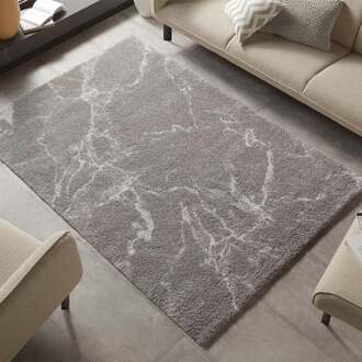 Hoogpolig vloerkleed marble Mayrin - grijs/crème 120x170 cm