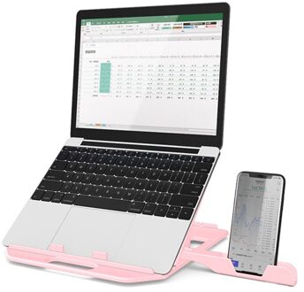 Hoogte Aanpassing Laptop Stand Voor Macbook Pro Notebook Ondersteuning 360 Graden Verstelbare Tablet Holder Antislip Notebook Cooling roze