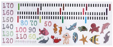 Hoogte Meting Muurstickers Cartoon Onderzeese Dieren Muurstickers voor Kids Baby Kamer Nursery Decoratie