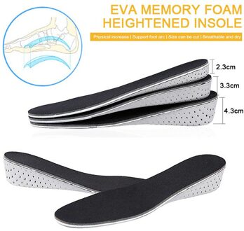 Hoogte toename inlegzolen voor mannen/vrouwen 2/3/5 cm up invisiable arch ondersteuning orthopedische inlegzolen memory foam schokabsorptie zwart 3.3cm