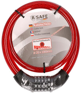Hoogwaardig universeel cijferslot 20 x 1000 mm met cijferslot rood