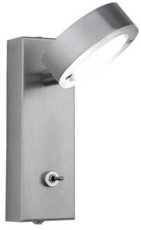 Hoogwaardige LED wandlamp Saturna met schakelaar alu mat geborsteld, chroom