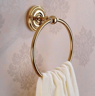 Hoogwaardige muurbevestiging handdoekring/handdoekhouder, handdoekenrek massief messing constructie, gouden afwerking, badkamer accessoires HJ-1308K