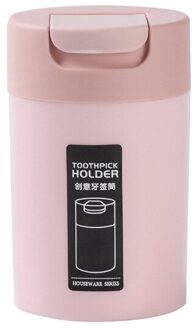 Hoogwaardige Pp Opbergdoos Creatieve Wattenstaafje Box Tandenstoker Houder Badkamer Cosmetische Organizer Desktop Decoratie roze (flip stijl)