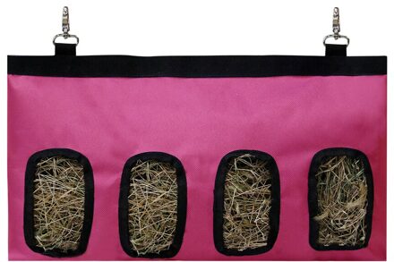 Hooi Zak Opknoping Pouch Feeder Zak Houder Met 4 Gaten Draagbare 600D Oxford Doek Kleine Dieren Levert Voeden Dispenser roze
