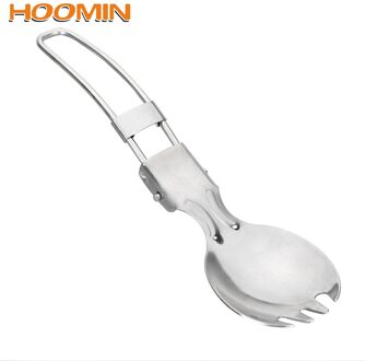 Hoomin 2 In 1 Lichtgewicht Picknick Lepel Vork Roestvrij Staal Vouwen Lepel Spork Kookgerei Outdoor Camping Wandelen Servies