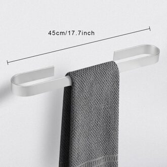 Hoomin Handdoek Houder Geen Boren Ruimte Aluminium Wall Mounted Hanger Organizer Keuken Opslag Rack Badkamer Handdoeken Rack Hanger zilver 45cm