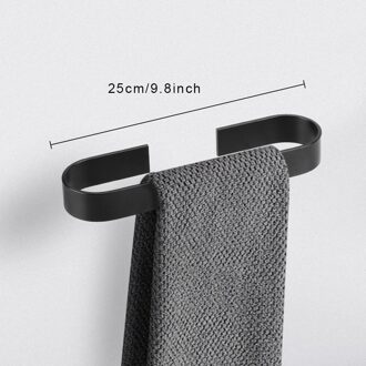 Hoomin Handdoek Houder Geen Boren Ruimte Aluminium Wall Mounted Hanger Organizer Keuken Opslag Rack Badkamer Handdoeken Rack Hanger zwart 25cm