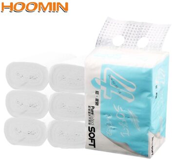 Hoomin Handdoeken Tissue Servet Thuis Bad Keuken Tissue Roll Toilet Roll Paper Coreless Toiletpapier 4 Lagen 6 Rolls servet