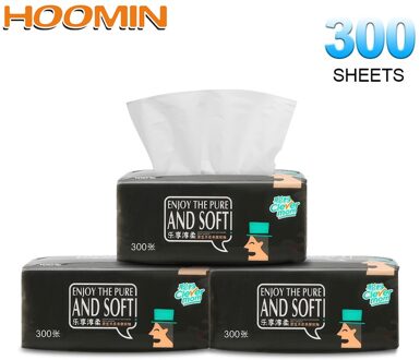 Hoomin Huishoudelijke Pure Houtpulp Papieren Handdoek Tissue Diner Servetten 3 Lagen 300 Vellen Toiletpapier Wegwerp