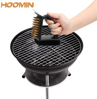 Hoomin Schop Bbq Reinigingsborstel 3 In 1 Hoek Koperdraad Borstel Staaldraad Spons Barbecue Grill Cleaner Bbq Gereedschap
