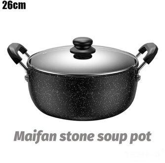 Hoonra 26Cm Japanse Stijl Soeppan Non-stick Maifan Stenen Pot Aluminium Kookpot Noodle Steelpan Keuken Kookgerei