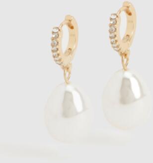 Hooped Drop Pearl Earrings, Gold - ONE SIZE