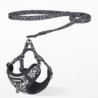 Hoopet Kleine Harnas Hond Aangelijnd Set Anti-verloren Hanger Reflecterende Kat Outdoor Vest Huisdier Harnas zwart