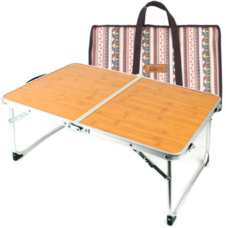 HooRu Camping Folding Table Lightweight Beach Handbag Aluminum Table with Carry Bag Outdoor Travelling Bamboo Laptop Desk