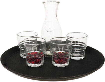 Horeca dienblad met anti slip laag - 3x - zwart - kunststof - D35 cm - rond dienblad