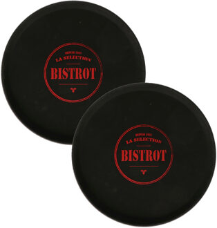 Horeca dienblad/serveerblad Bistrot - 2x - zwart - met antislip - D35 cm - Dienbladen
