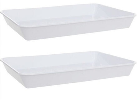 Horeca Dienblad - Set van 3x stuks - diep - hoge randen - wit - kunststof - 35 x 24 cm