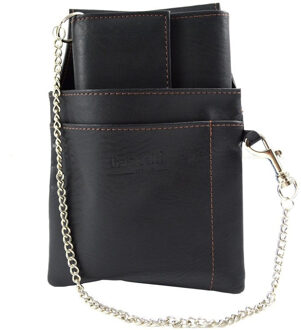 Horeca portemonnees zwart met holster en ketting18 x 10 cm - Portemonnee