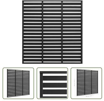 Horizontaal Schuttingpaneel - 180 x 180 cm - HKC en staal - Zwart