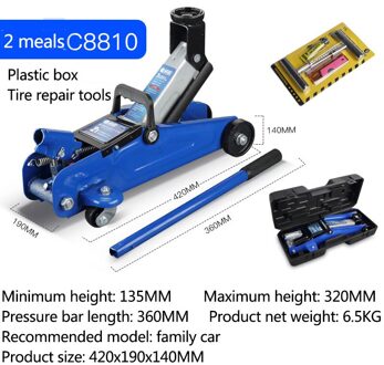 Horizontale Hydraulische Jack Kleine En Draagbare 2 Ton Auto Jack Voertuig Hydraulische Jack Home Auto Handleiding Band Snel Veranderen Gereedschap Package two