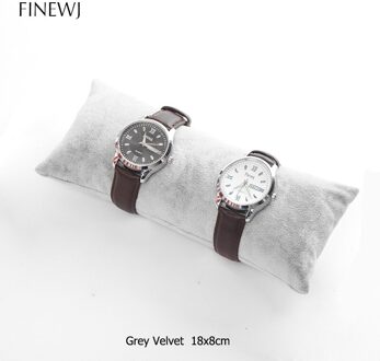 Horloge Armband Kussen Voor Case Box Zachte Fluwelen Pu Lederen Enkelband Bangle Display Stand Houder Kussen Fotografie Prop grijs Velvet L