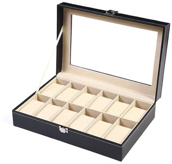 Horloge Case, 12 Slot Horloge Doos Pu Lederen Horloge Organizer Case, Voor Mannen En Vrouwen Presenteert