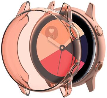 Horloge Case Voor Samsung Galaxy Horloge Actieve/R500 Case Cover Plating Kleurrijke Transparante Tpu Zacht Plastic Beschermhoes Cover transparant oranje