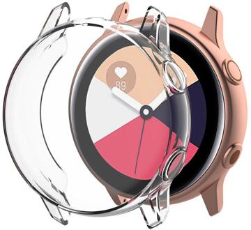 Horloge Case Voor Samsung Galaxy Horloge Actieve/R500 Case Cover Plating Kleurrijke Transparante Tpu Zacht Plastic Beschermhoes Cover transparant wit