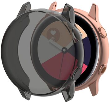 Horloge Case Voor Samsung Galaxy Horloge Actieve/R500 Case Cover Plating Kleurrijke Transparante Tpu Zacht Plastic Beschermhoes Cover transparant zwart