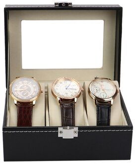 Horloge Doos 6 Grids Houten Horloges Organizer 6Slots Sieraden Collection Opslag Case Horloge Display Dozen Houten Houder 3slots PU doos