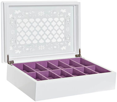 Horloge kistje voor 12x horloges wit hout 29 x 20 x 9 cm