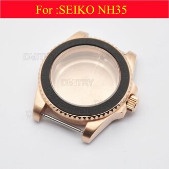 Horloge Onderdelen, 40Mm Gegalvaniseerde Rose Gold Case. Voor 20 Mm Rvs Verstelbare Lengte Riem, Nh35 Beweging Case.