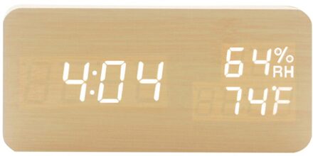 Horloge Tafel Voice Control Digitale Led Houten Wekker Hout Despertador Elektronische Desktop Klokken Tafel Decor geel