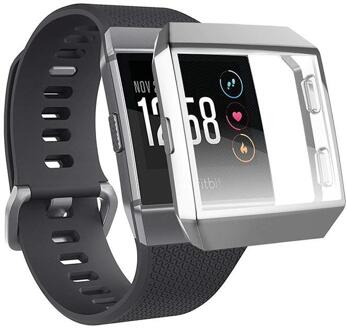 Horloge Tpu Beschermhoes Voor Fitbit Ionische Siliconen Screen Anti-Vallen Stof Bescherming Soft Case zilver
