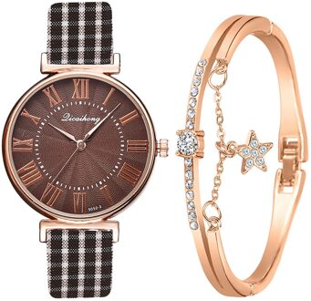 Horloge Vrouwen Dames Horloge Quartz Dial Plaid Band Quartz Lederen Armband Horloges Armband Relogio Feminino Decoratie Horloge Rood