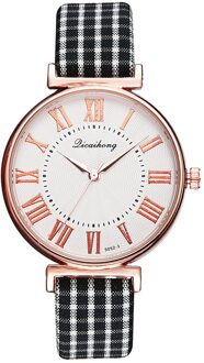 Horloge Vrouwen Dames Horloge Quartz Dial Plaid Band Quartz Lederen Armband Horloges Armband Relogio Feminino Decoratie Horloge zwart