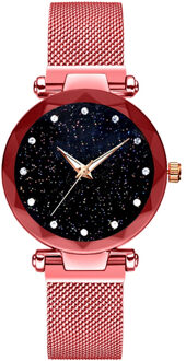 Horloge Vrouwen Zegarek Damski Luxe Sta-Rry Sky Horloges Magnetische Band Vrouwen Relogio Feminino Quartz Horloge Diamond Reloj Mujer Rood