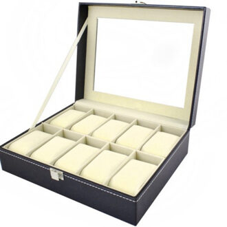 Horlogebox Paris - zwart - 10 vakjes - sieradenkist - 25 x 20 x 8 cm - organizer